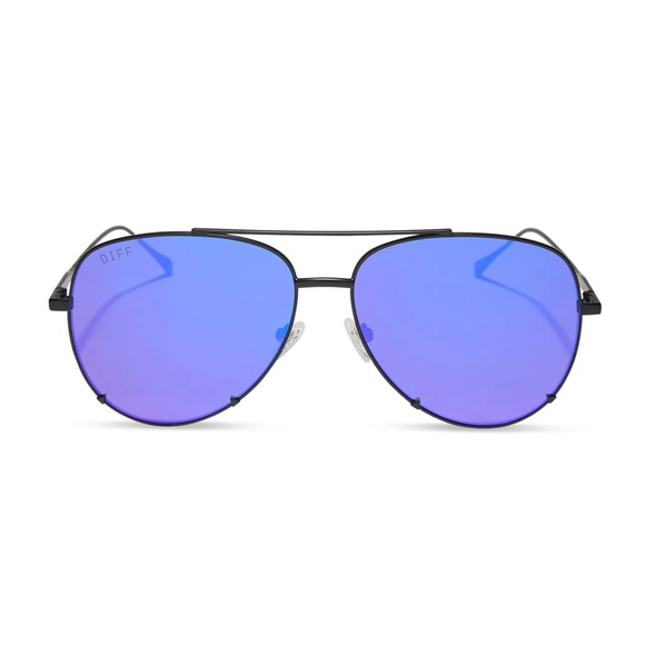 Diff Scarlett Matte Black Purple Mirror Sunglasses - Picture 1 of 8